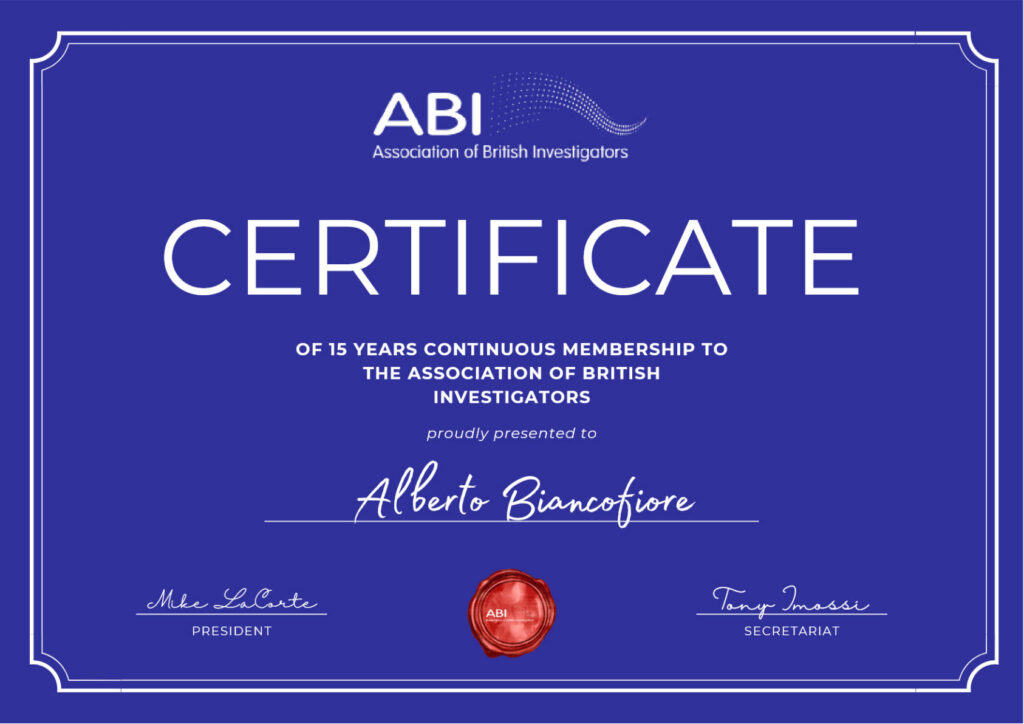 Certificato ABI 15 anni